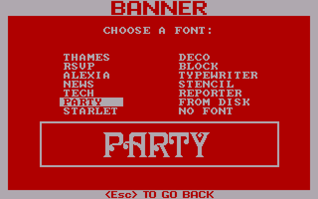 The Print Shop for IBM PC - Fonts